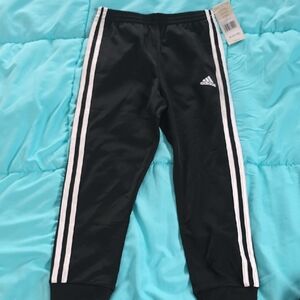 Adidas Kids Black Joggers with White Stripes